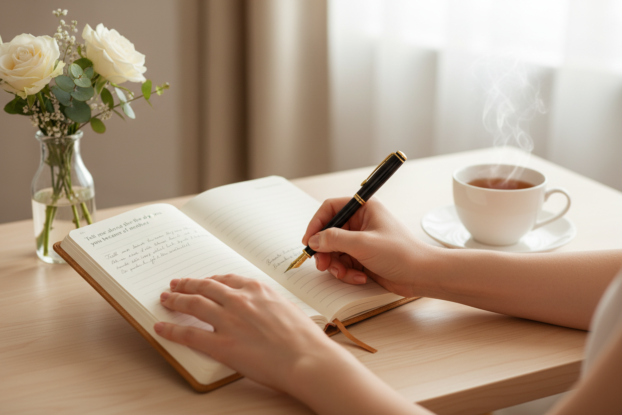 Mother writing in journal